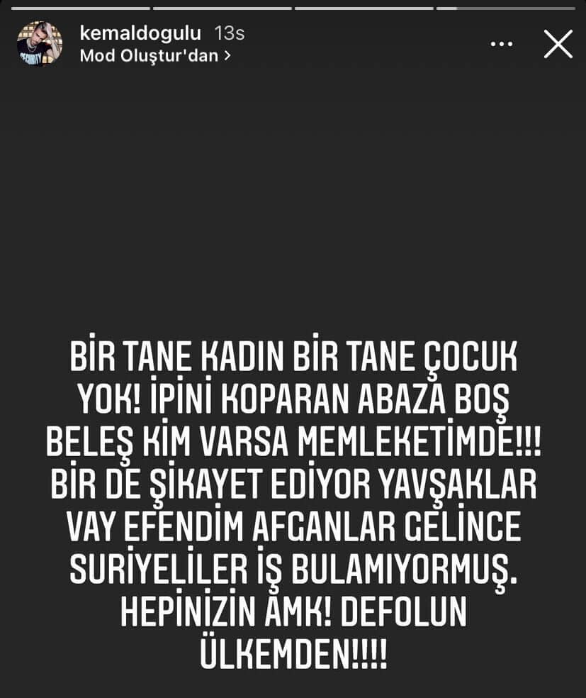 Kemal Doğulu instagram hikayesinden